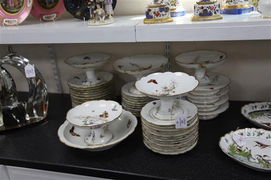 A Paris porcelain forty five piece dessert service, late 19th century, 31.5cm